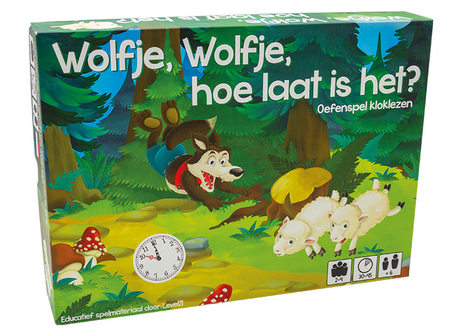 Spel - bordspel - Tijdlezen - Level 21 - Wolfje hoe laat is het? - kloklezen - per spel