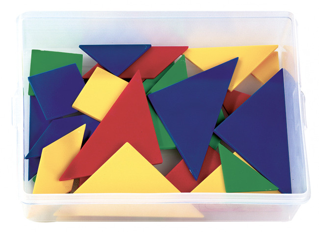 Kleur en vorm - tangram - met kistje - set van 28 assorti
