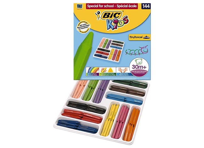 Waskrijt - BIC - Plastidecor - 12 x 12 kleuren - voordeelpakket - set van 144 assorti
