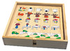 Denkspel - houten kist met 4 spelborden - diagrammen - situaties en posities - per spel