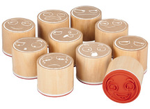 Stempels - maxi - emoties - hout - set van 10 assorti