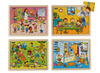 Themapuzzel - leefwereld - 9 stukjes per puzzel - hout - set van 4 assorti