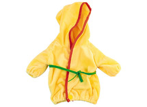 Poppen - kleding - Miniland - allerlei - badjas, pakje lange broek met muts, pakje korte broek - regenkledij - 40 cm - per set