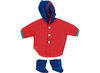 Poppen - kleding - Miniland - allerlei - badjas, pakje lange broek met muts, pakje korte broek - regenkledij - 40 cm - per set