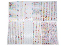 Decoratie - strass steentjes - zelfklevend - classpack - set van 12 assorti