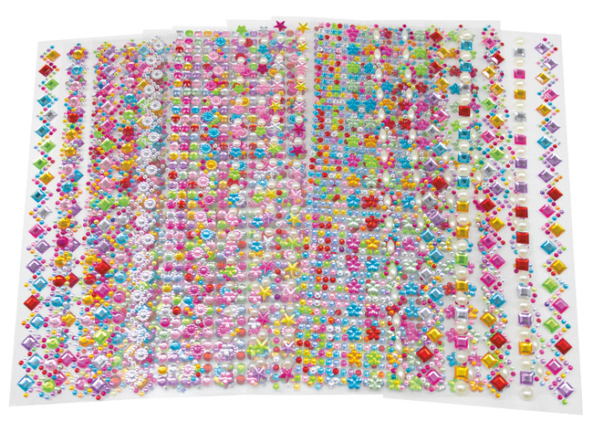 Stickers - acryl - edelstenen - zelfklevend - classpack - decoratie - set van 12 assorti