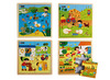 Puzzel - imitatiepuzzel - 4 stukjes per puzzel - hout - set van 4 assorti