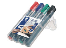 Stiften - viltstiften - permanent - staedtler lumocolor - rond - assortiment van 4kl