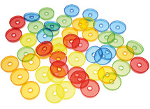 Lichtbordmateriaal - schijfjes - transparant - gekleurd - 5 cm diameter - kunststof - set van 120 assorti