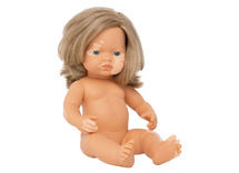 Poppen - babypop - Miniland - Europees meisje met vitiligo - huidvlekken - Special Needs - 38 cm - per stuk