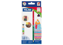 Potloden - kleurpotloden - Milan Bicolor - driehoekig - dun - tweekleurig - set van 12