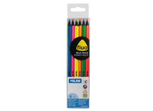 Potloden - kleurpotloden - Milan Fluo - driehoekig - dun - etui - set van 6