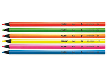 Potloden - kleurpotloden - Milan Fluo - driehoekig - dun - etui - set van 6