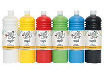 Verf - plakkaatverf - Creaplay - 6 x 1 l - set van 6 assorti - 5 + 1 gratis