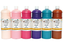 Verf - plakkaatverf - Creaplay - 6 x 1 l - aanvullende kleuren - set van 6 assorti