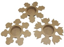 Figuren - papier-maché - sneeuwkristallen - theelichthouder - set van 3 assorti