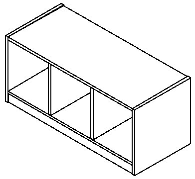 ETAGÈRE CUBE, 3 COMPARTIMENTS, BANC
