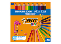 Potloden - kleurpotloden - BIC Kids Tropicolors - zeshoekig - doos - voordeelpakket - set van 216
