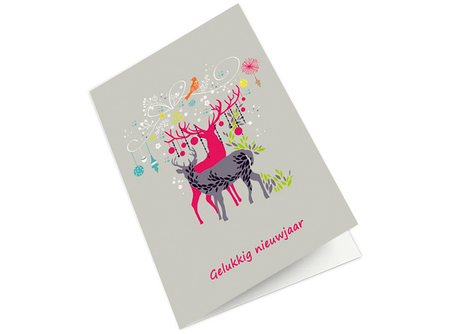 Nieuwjaarsbrief - 16 x 23 cm - herten - per stuk