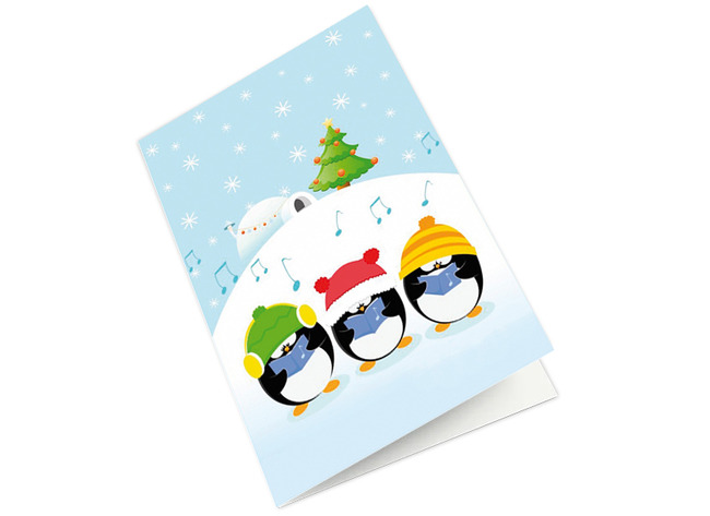 Nieuwjaarsbrief - 16 x 23 cm - zingende pinguins - per stuk
