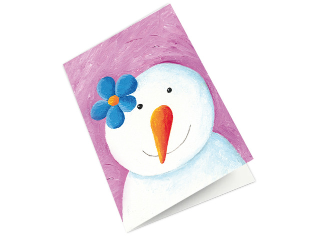 Nieuwjaarsbrief - 16 x 23 cm - sneeuwman met bloem - per stuk