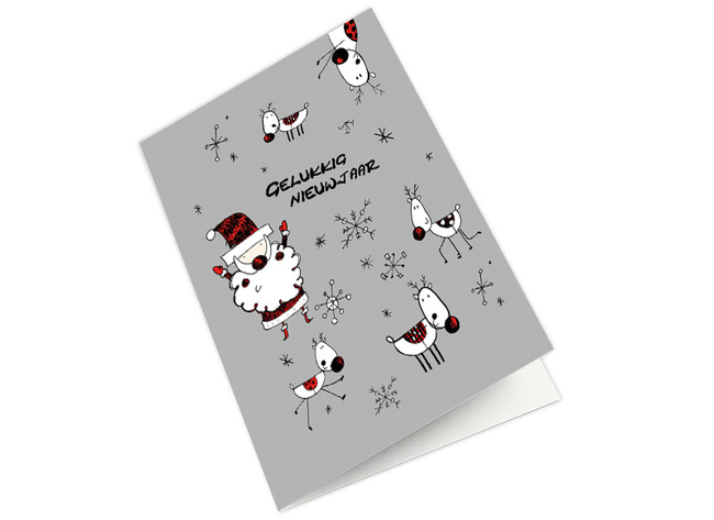 Nieuwjaarsbrief - 16 x 23 cm - kerstman met rendier - per stuk