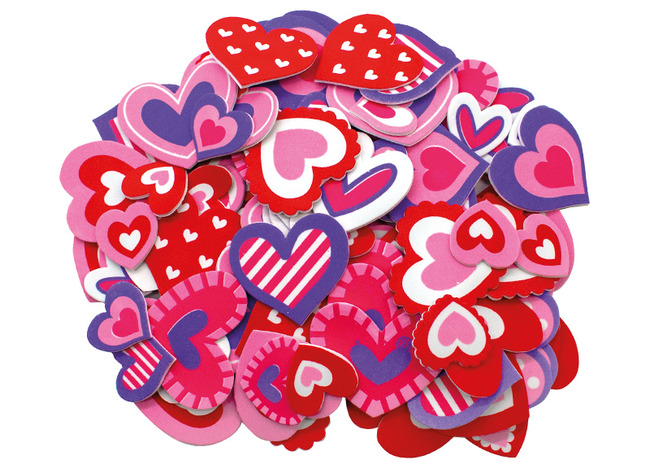 Stickers - foam - hartjes met patronen- set van 120 assorti