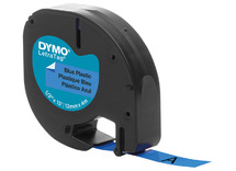 Etiketten - labels - Dymo LetraTag - 12 mm x 4 m - kunststof - blauw - per stuk