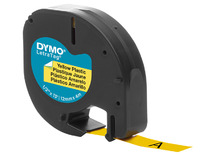Etiketten - labels - Dymo LetraTag - 12 mm x 4 m - kunststof - geel - per stuk
