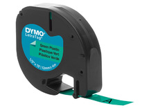 Etiketten - labels - Dymo LetraTag - 12 mm x 4 m - kunststof - groen - per stuk