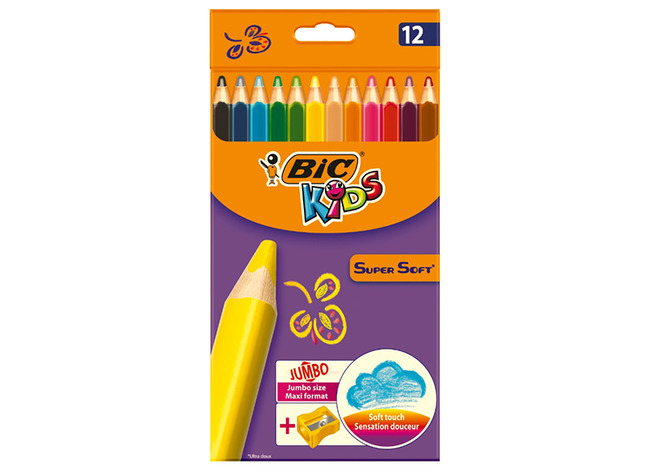 Potloden - kleurpotloden - BIC KIDS Super Soft - driehoekig - dik - etui - per stuk