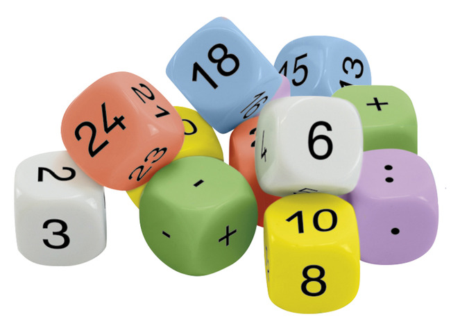 Spelaccessoires - dobbelstenen - rekenen - kunststof - per set