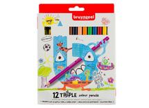 Potloden - kleurpotloden - Bruynzeel Kids Triple - driehoekig - dun - etui - set van 12