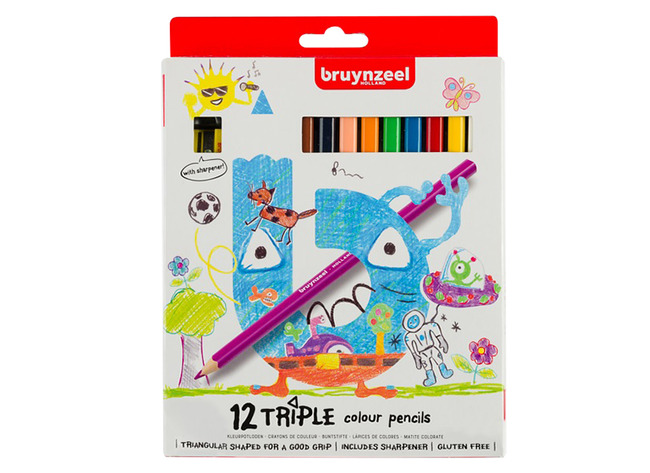 Potloden - kleurpotloden - Bruynzeel Kids Triple - driehoekig - dun - etui - set van 12