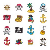 Tattoos - piraten - set van 48