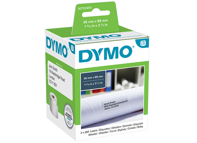 Etiketten - labels - Dymo LabelWriter - wit/zwart - 36 x 89 mm - set van 2