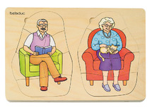 Puzzel - lagenpuzzel - Beleduc - wij groeien - van baby tot grootouders - evolutiepuzzel - 40 stukjes - hout - per stuk