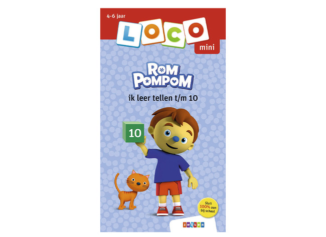 Boek - Loco Mini - Rom pompom - ik leer tellen tot 10 - oefenboekje voor basisdoos - zelfcontrole - per stuk