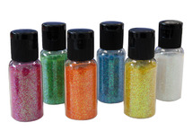 Decoratie - glitter - poeder - strooibus - fluo kleuren - set van 6 assorti