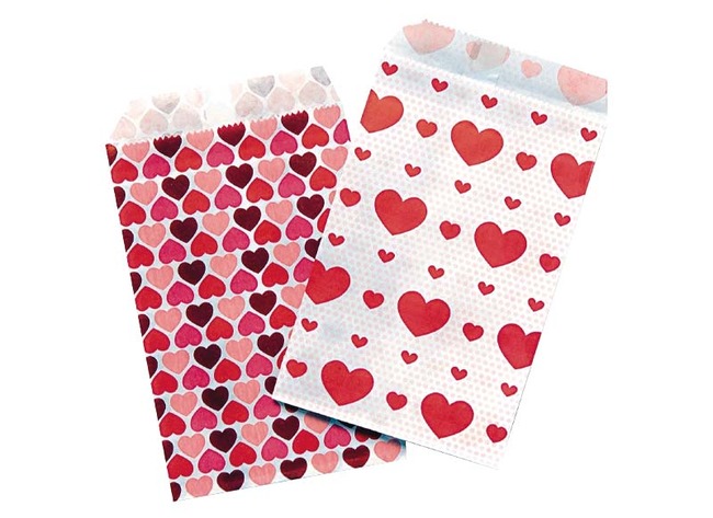 Zak - geschenkzak - geschenkpapier - hartjes - Valentijn - set van 30