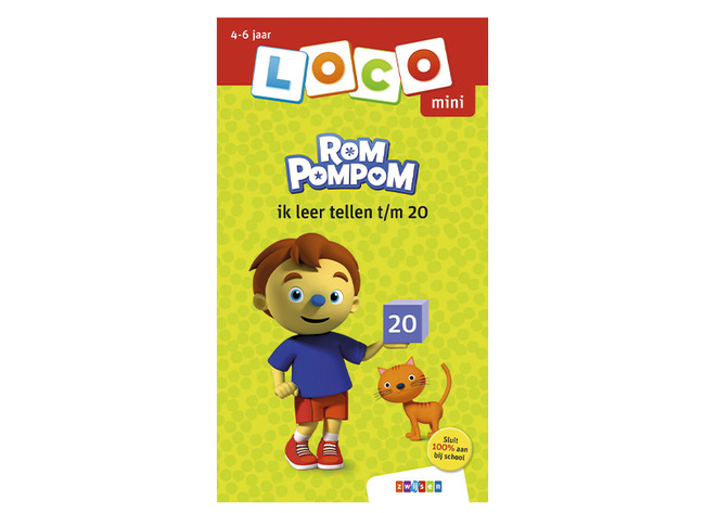 Boek - Loco Mini - Rompompom - ik leer tellen tot 20 - oefenboekje voor basisdoos - zelfcontrole - per stuk