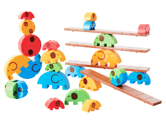 Balanceerspel - circus olifanten jumbo - set van 28 - logisch denken
