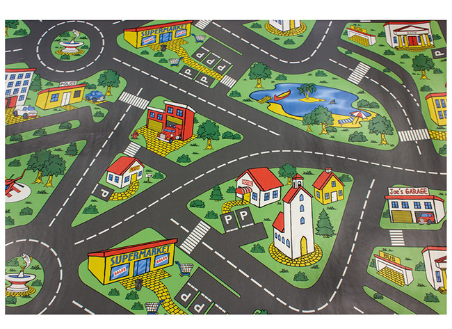 Matten - speelmat - stad - verkeer - 140 x 200 cm - per stuk