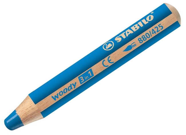 Potloden - waspotloden - Stabilo Woody 3in1 - blauw - set van 5