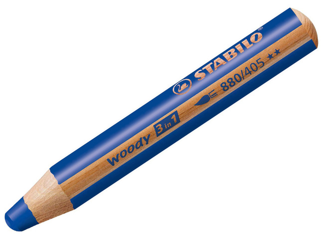 Potloden - waspotloden - Stabilo Woody 3in1 - ultramarijn - set van 5