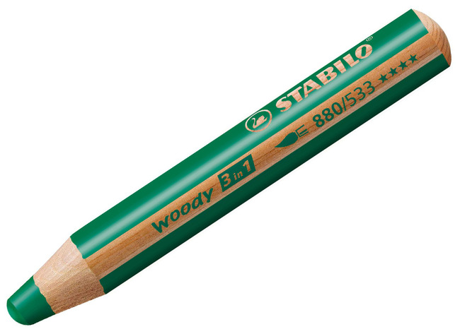 Potloden - waspotloden - Stabilo Woody 3in1 - donkergroen - set van 5