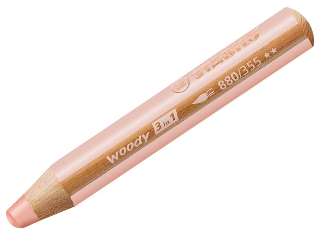 Potloden - waspotloden - Stabilo Woody 3in1 - abrikoos - set van 5