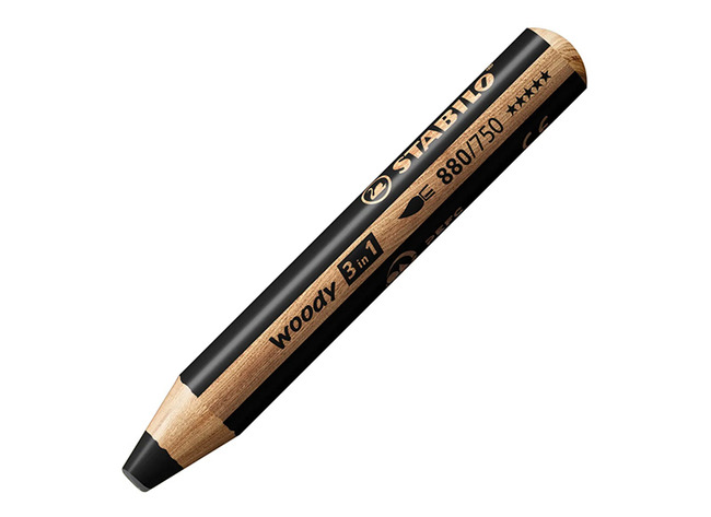 Potloden - waspotloden - Stabilo Woody 3in1 - zwart - set van 5