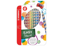 Potloden - kleurpotloden - Stabilo EASYcolors - driehoekig - dik - etui - rechtshandig - set van 12 assorti