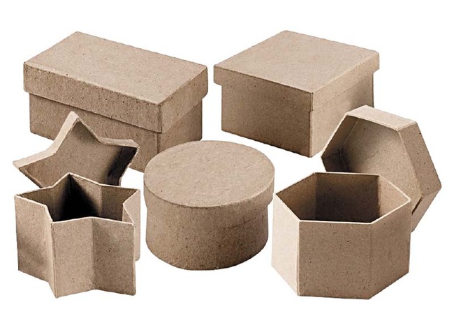 Boîtes en papier mâché  - carton - 5 modèles - set/10